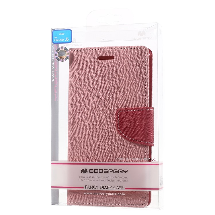 MERCURY Goospery Leather Wallet Shell for Samsung Galaxy J5 SM-J500F with Stand - Pink-10
