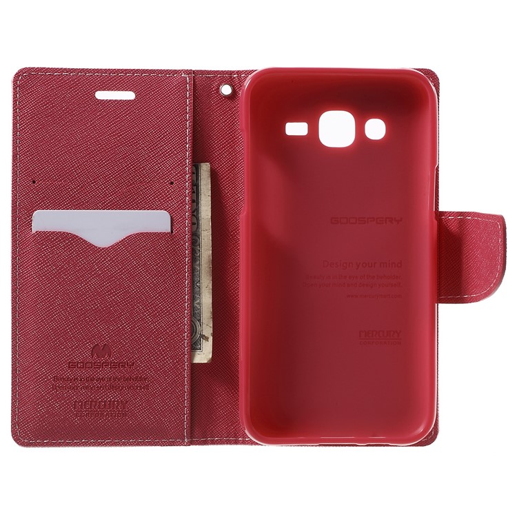 MERCURY Goospery Leather Wallet Shell for Samsung Galaxy J5 SM-J500F with Stand - Pink-4