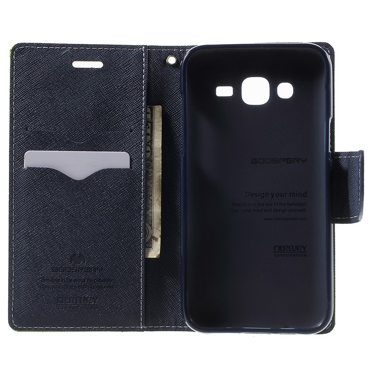 MERCURY Goospery Leather Wallet Cover for Samsung Galaxy J5 SM-J500F with Stand - Green-4
