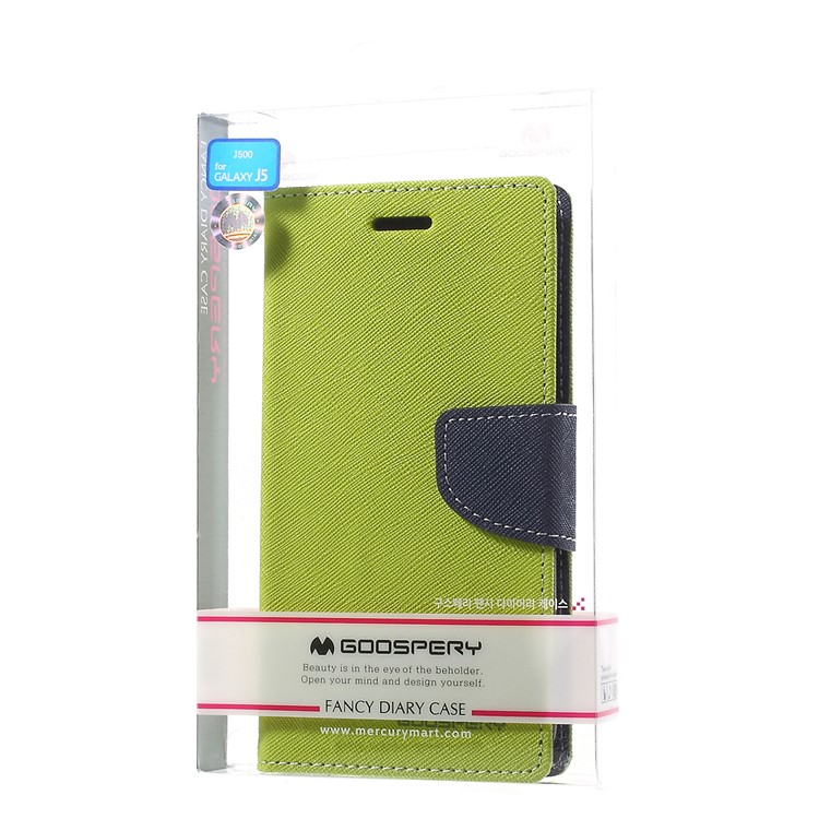 MERCURY Goospery Leather Wallet Cover for Samsung Galaxy J5 SM-J500F with Stand - Green-9