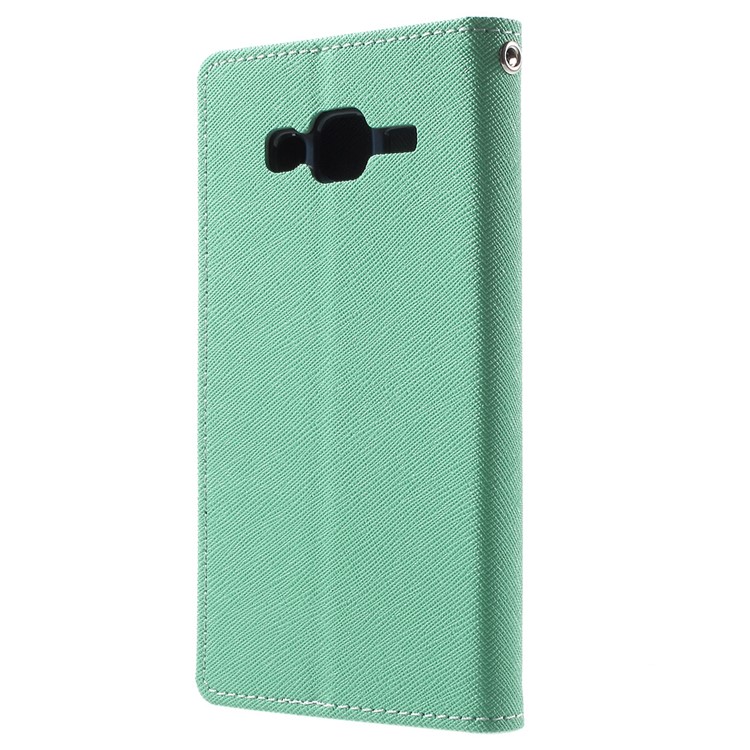 MERCURY Goospery Leather Wallet Cover for Samsung Galaxy J5 SM-J500F with Stand - Cyan-2