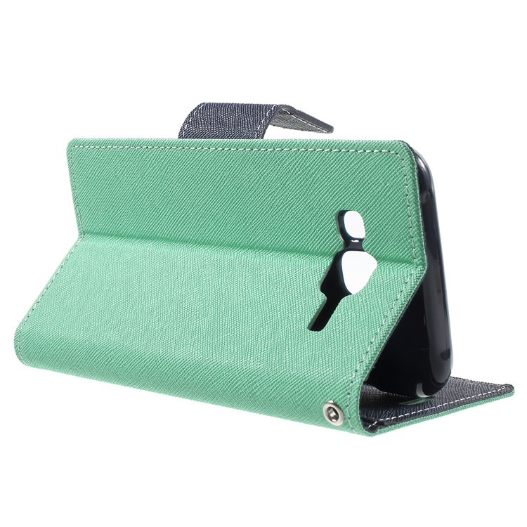 MERCURY Goospery Leather Wallet Cover for Samsung Galaxy J5 SM-J500F with Stand - Cyan-3