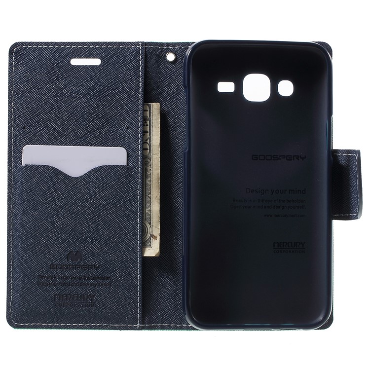 MERCURY Goospery Leather Wallet Cover for Samsung Galaxy J5 SM-J500F with Stand - Cyan-4