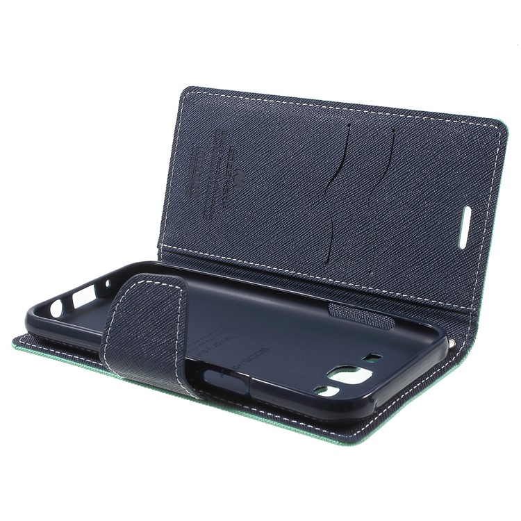 MERCURY Goospery Leather Wallet Cover for Samsung Galaxy J5 SM-J500F with Stand - Cyan-5