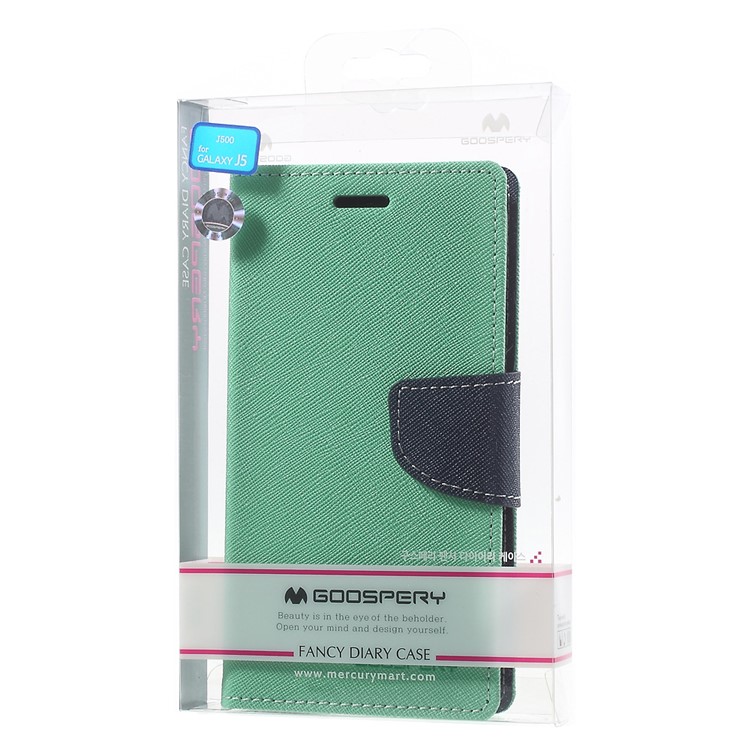 MERCURY Goospery Leather Wallet Cover for Samsung Galaxy J5 SM-J500F with Stand - Cyan-9