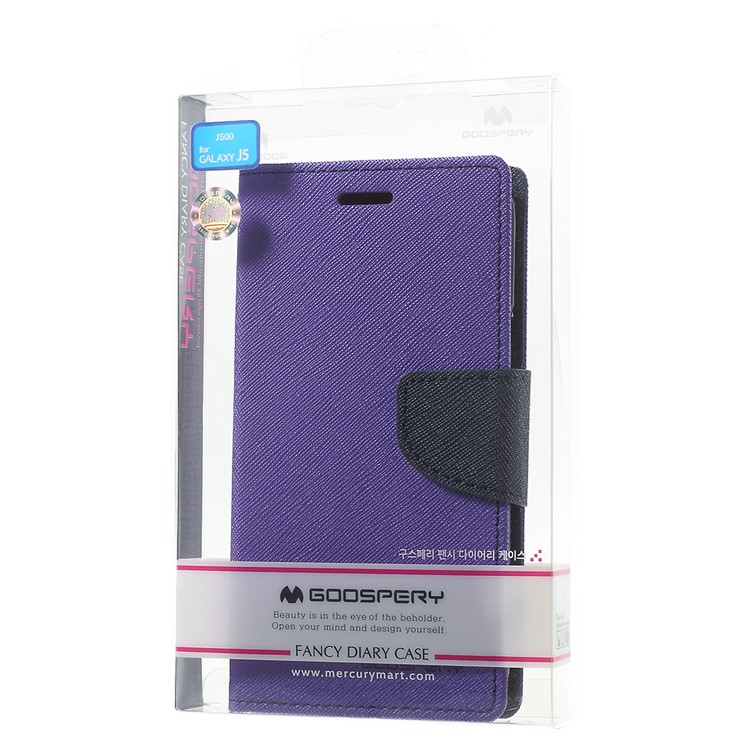 MERCURY Goospery Leather Wallet Cover for Samsung Galaxy J5 SM-J500F with Stand - Purple-9
