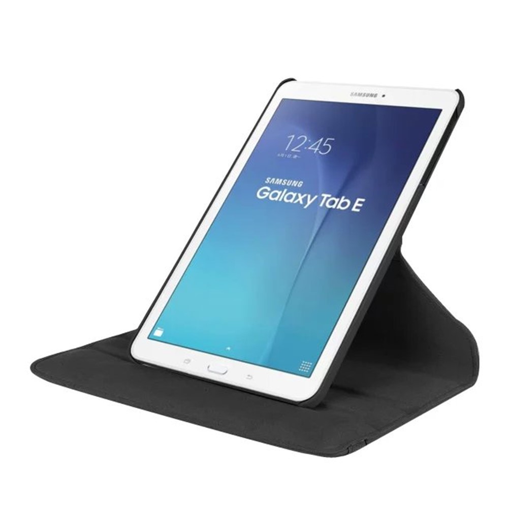 Litchi Texture Otary Stand Кожаный Корпус Для Samsung Galaxy Tab E 9.6 T560 / T561 - Черный