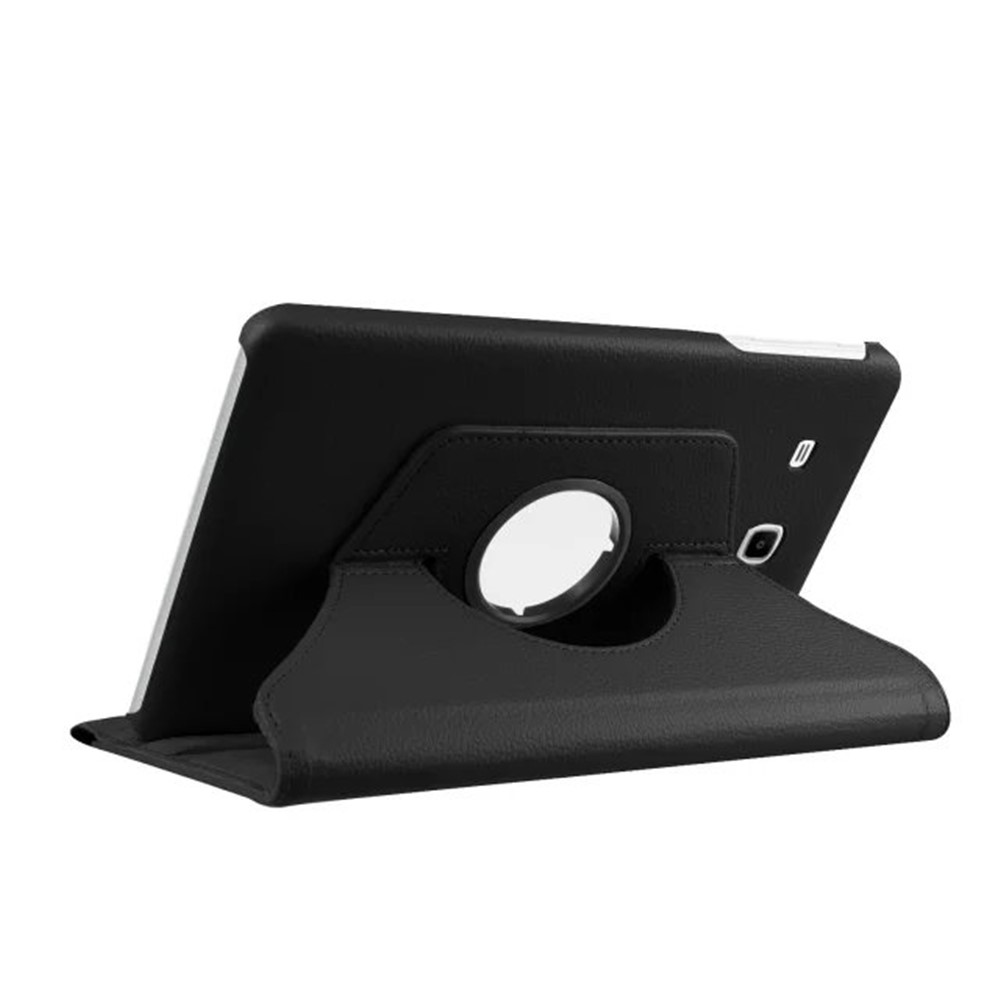 Litchi Textur Rotary Stand Ledertasche Für Samsung Galaxy Tab E 9.6 T560 / T561 - Schwarz