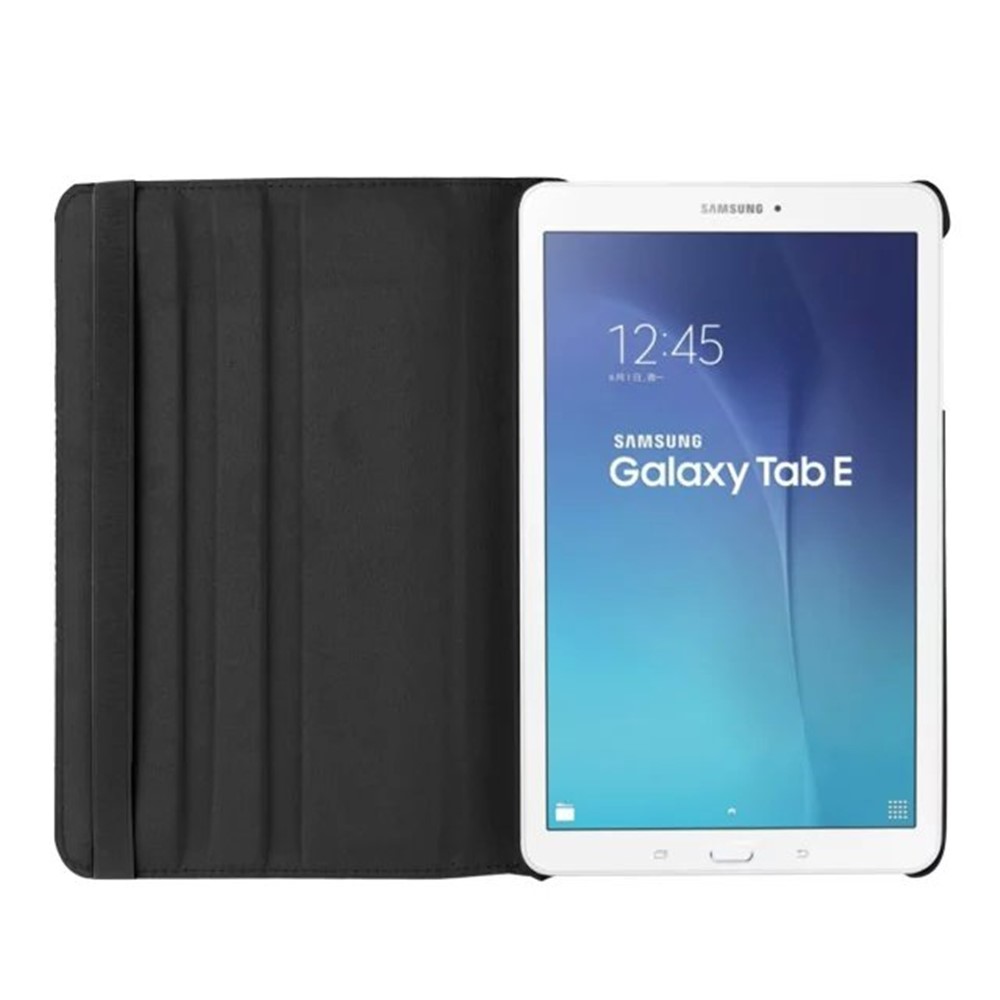 Litchi Textur Rotary Stand Ledertasche Für Samsung Galaxy Tab E 9.6 T560 / T561 - Schwarz