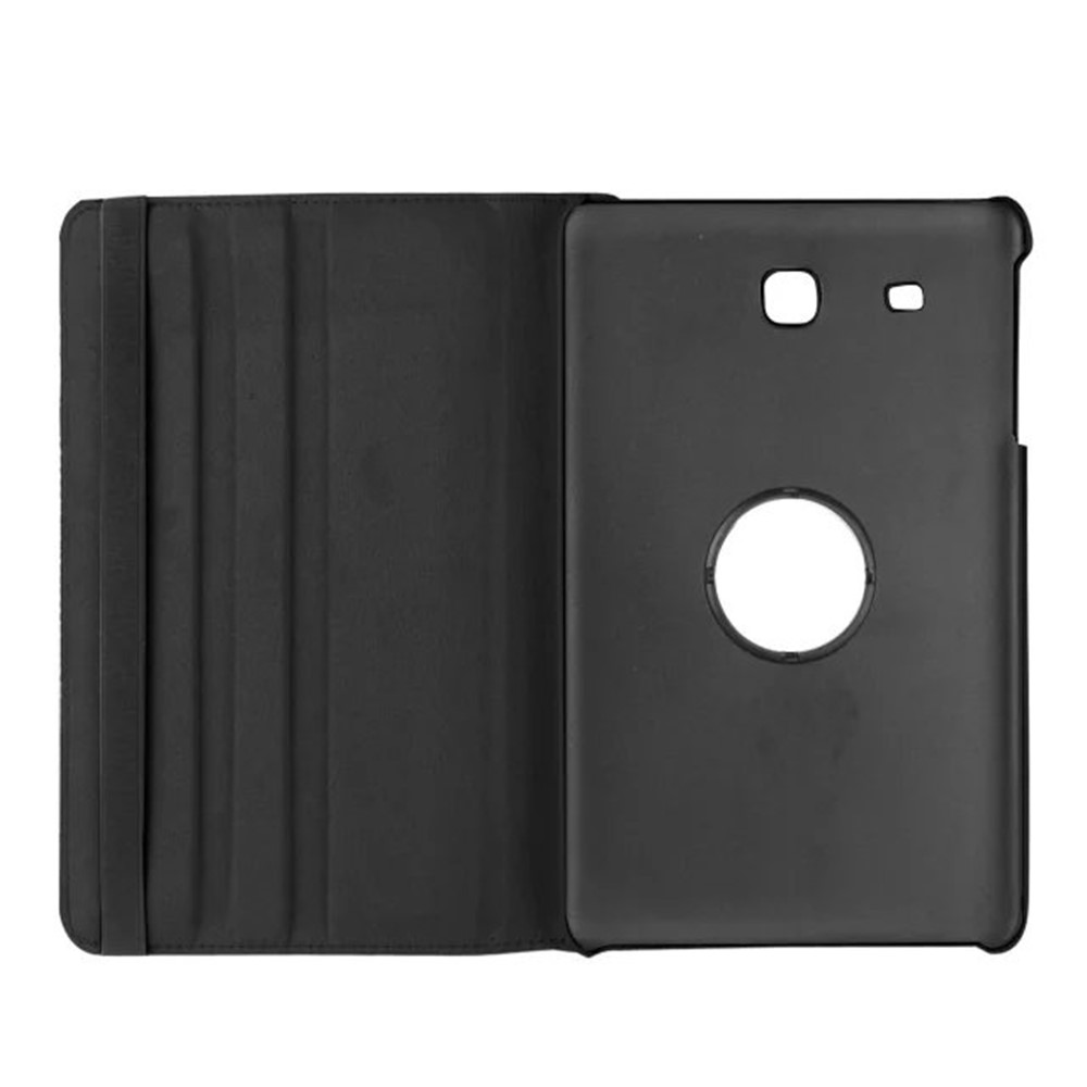 Litchi Texture Case de Cuero de Soporte Rotativo Para Samsung Galaxy Tab E 9.6 T560 / T561 - Negro