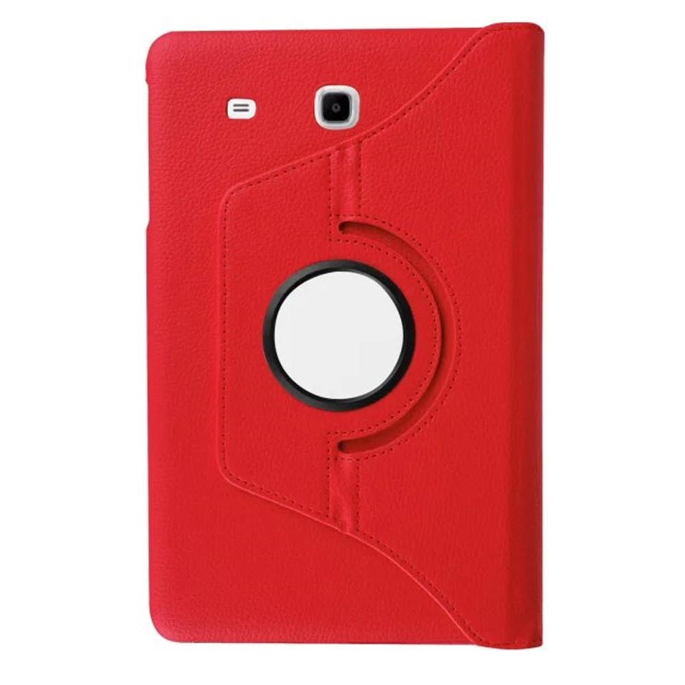 Cubierta de Cuero de Soporte Rotativo de Grano Litchi Para Samsung Galaxy Tab E 9.6 T560 / T561 - Rojo