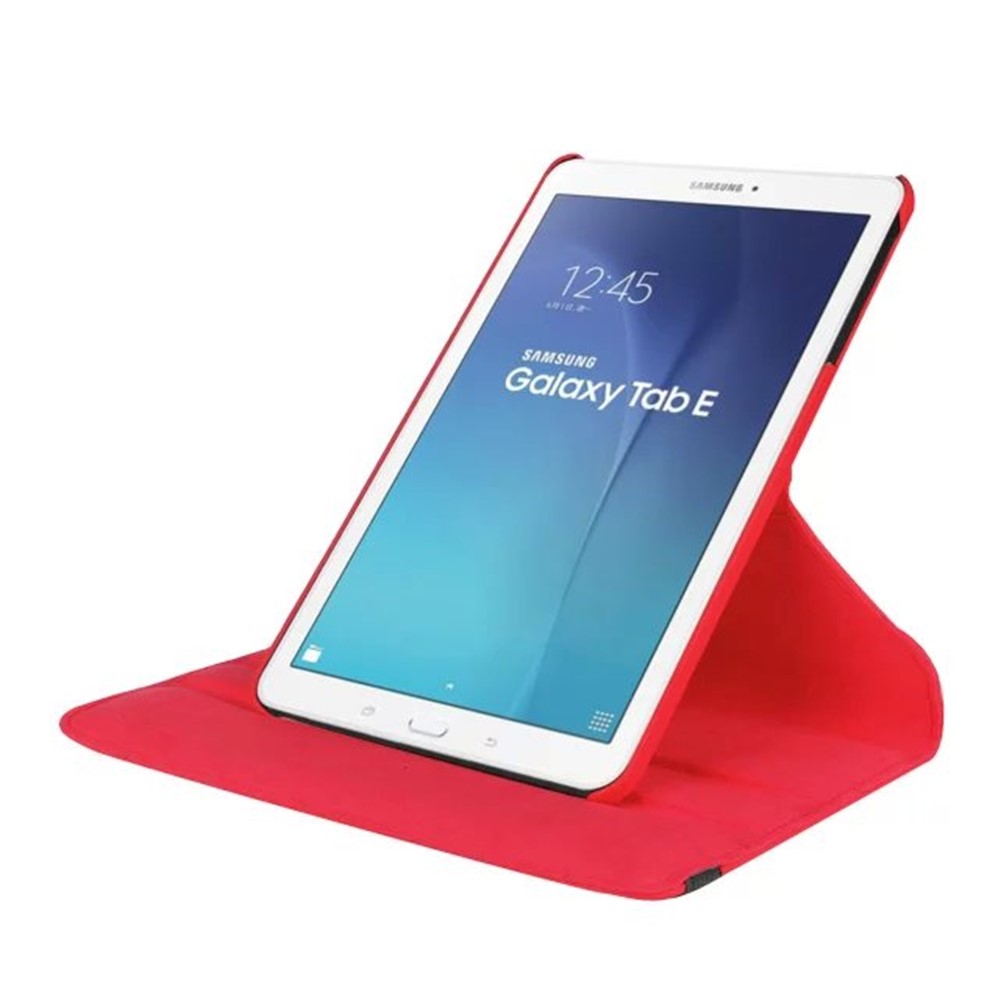 Cubierta de Cuero de Soporte Rotativo de Grano Litchi Para Samsung Galaxy Tab E 9.6 T560 / T561 - Rojo-3