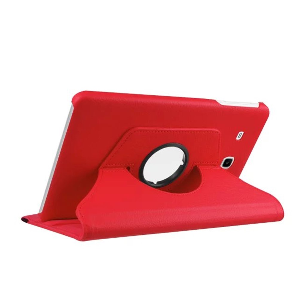 Cubierta de Cuero de Soporte Rotativo de Grano Litchi Para Samsung Galaxy Tab E 9.6 T560 / T561 - Rojo