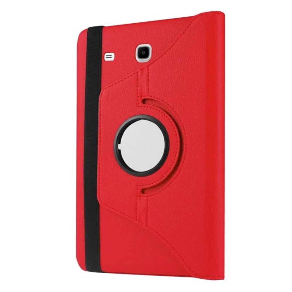 Cubierta de Cuero de Soporte Rotativo de Grano Litchi Para Samsung Galaxy Tab E 9.6 T560 / T561 - Rojo-7