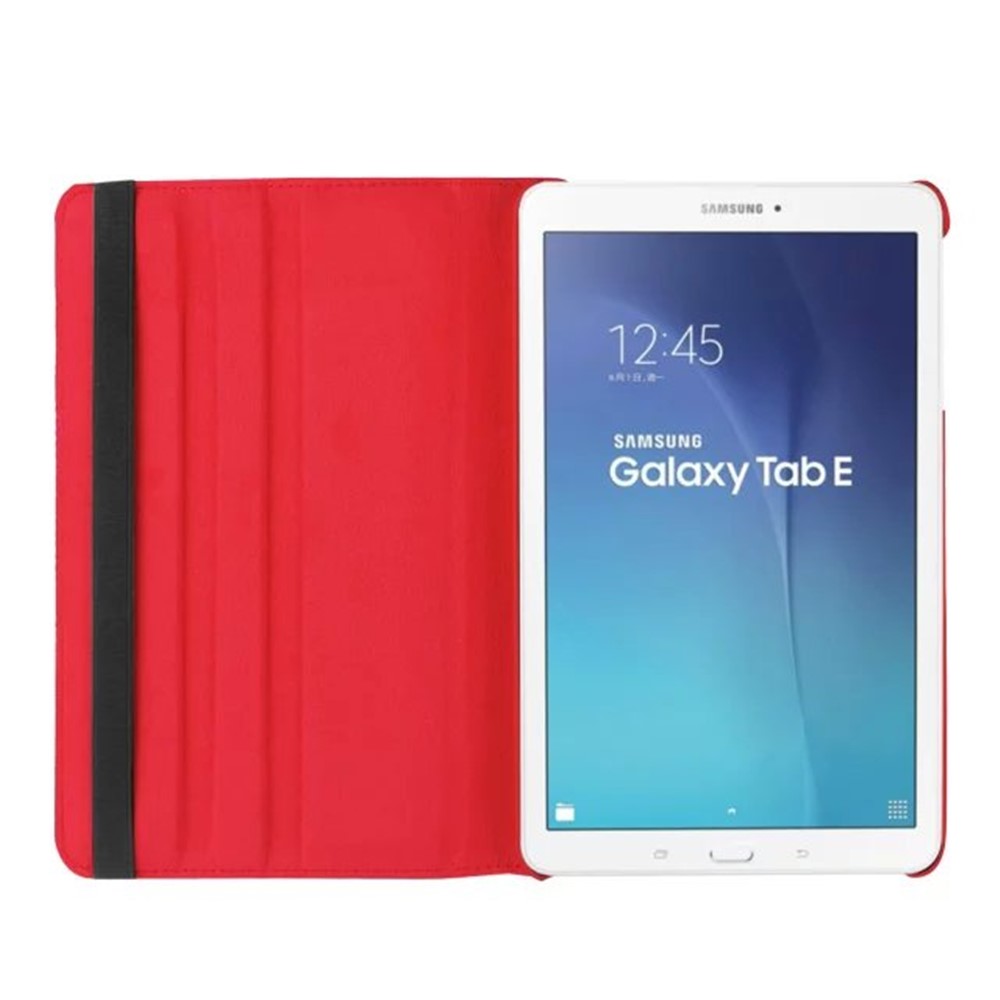 Cubierta de Cuero de Soporte Rotativo de Grano Litchi Para Samsung Galaxy Tab E 9.6 T560 / T561 - Rojo