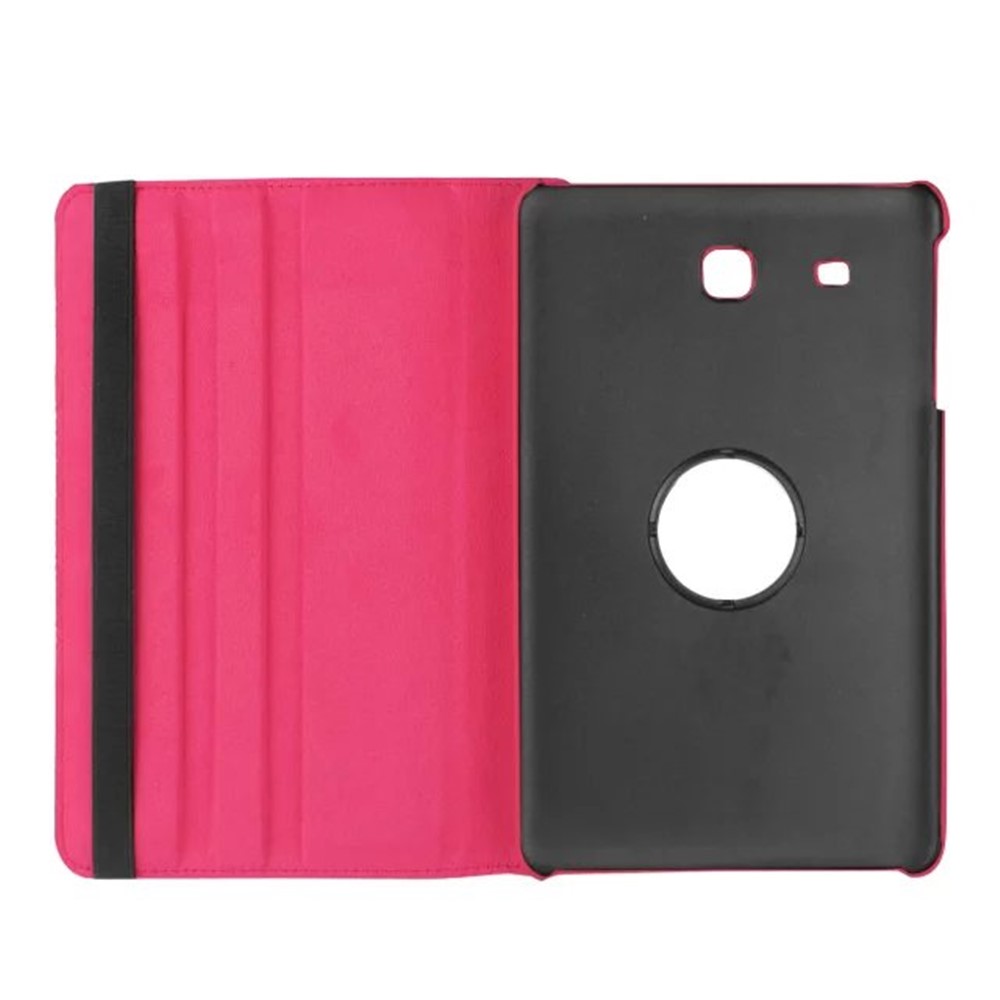 Litchi Texture Rotary Stand Cover Para Samsung Galaxy Tab E 9.6 T560 / T561 - Rosa-9