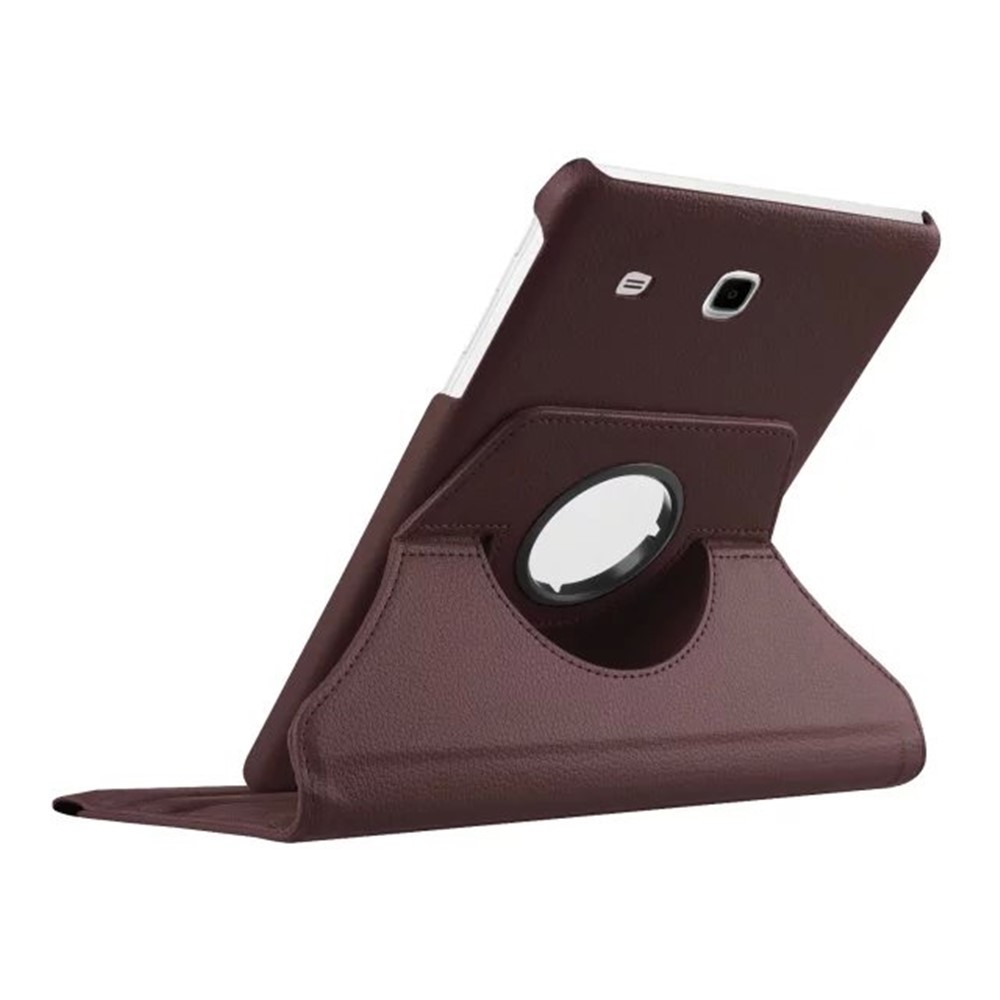 Litchi Texture Rotary Stand Cover en Cuir Pour Samsung Galaxy Tab E 9.6 T560 / T561 - Brun