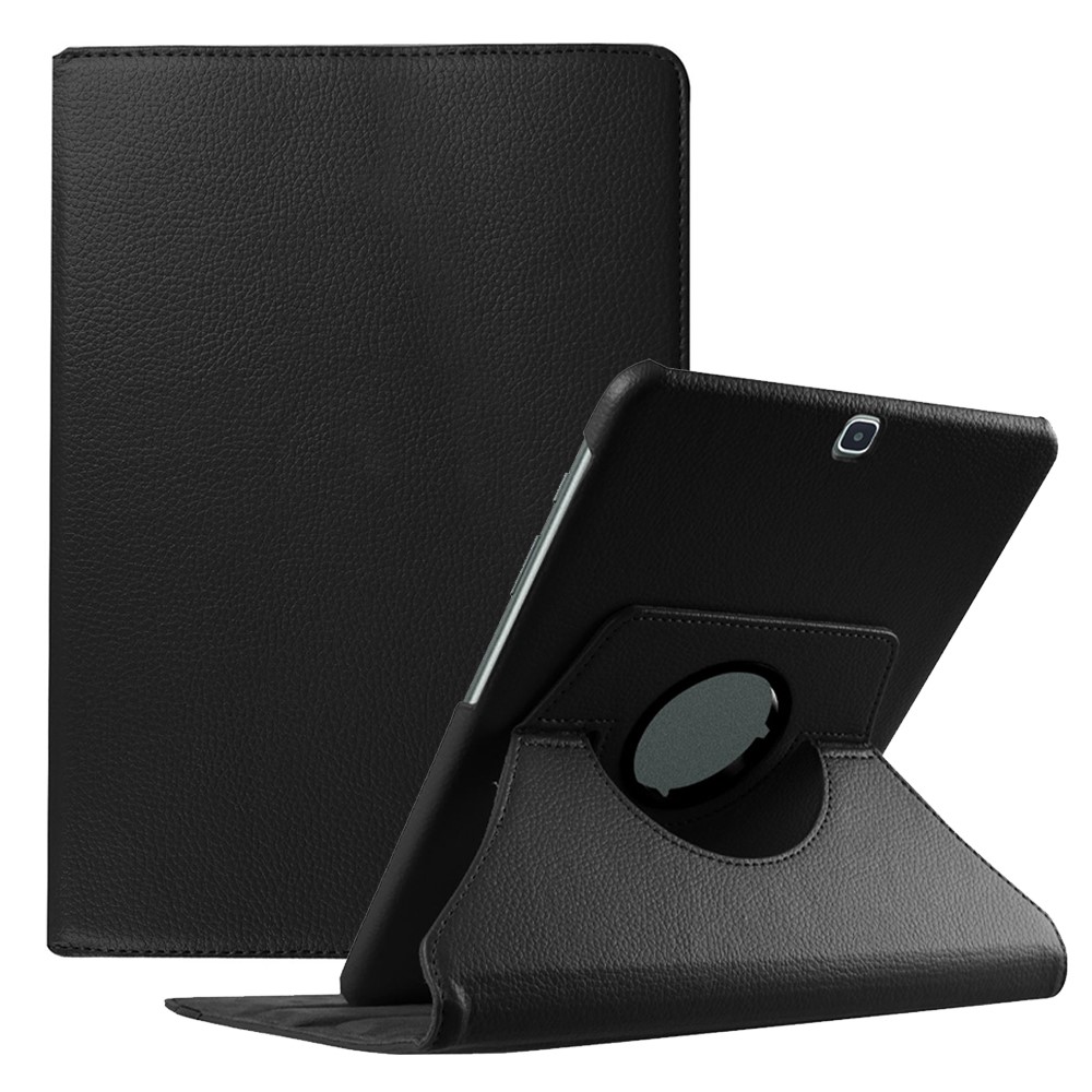 Lychee Grain Leather Rotary Stand Shell for Samsung Galaxy Tab S2 9.7 - Black-1