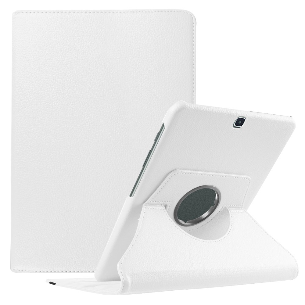 Lychee Grain Leather Rotary Stand Shell for Samsung Galaxy Tab S2 9.7 - White-1