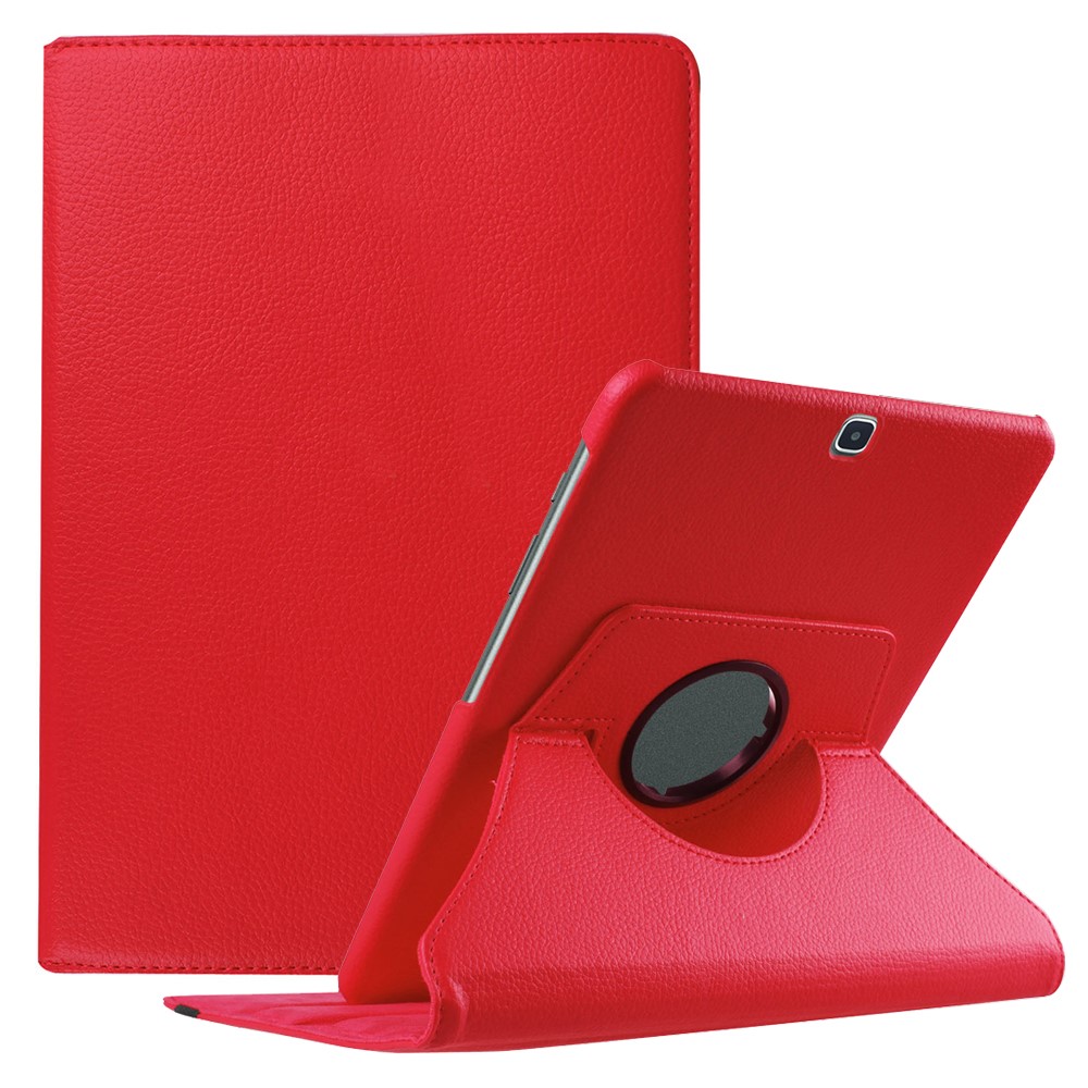 Lychee Grain Leather Rotary Stand Protective Case for Samsung Galaxy Tab S2 9.7 - Red-1