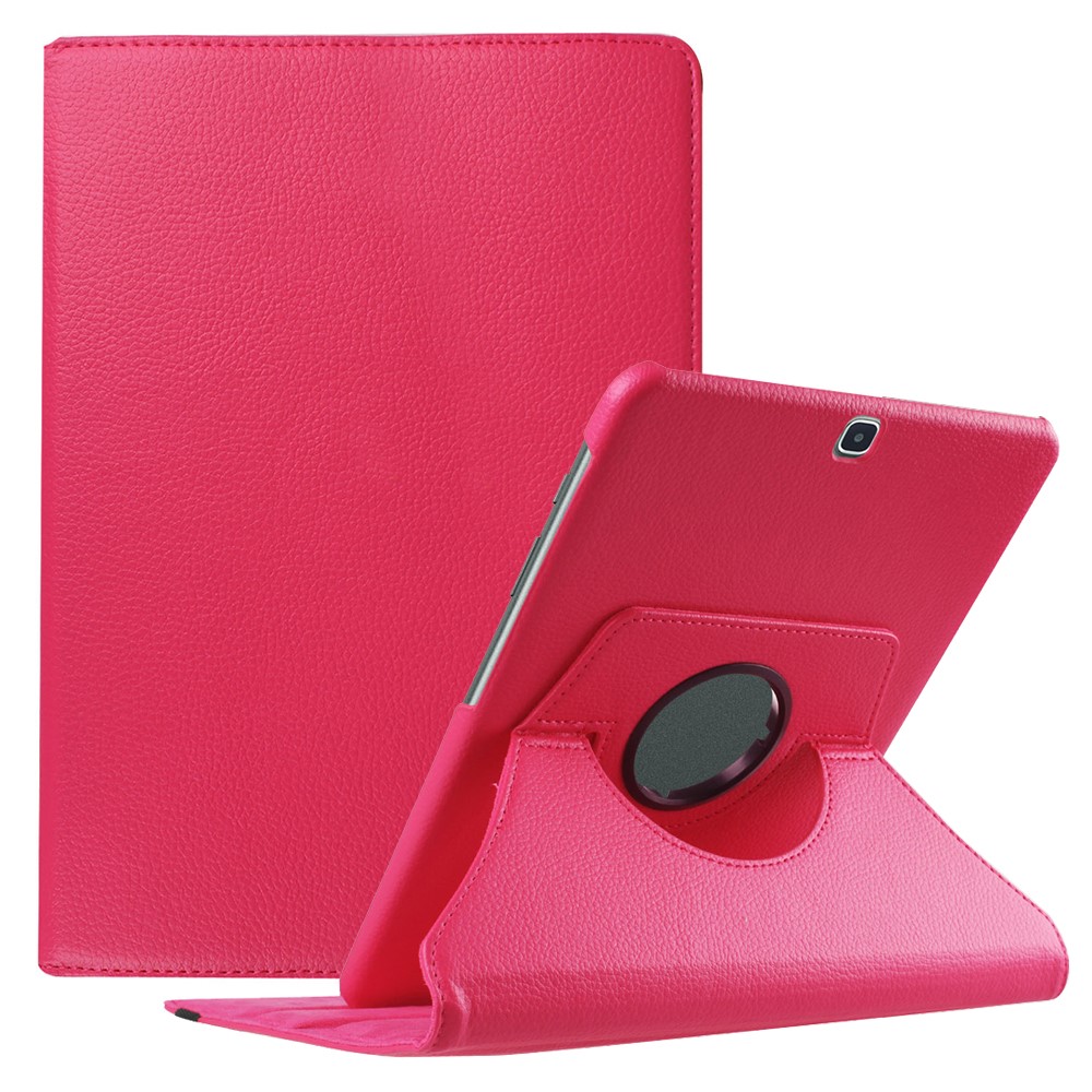 Lychee Skin Leather Rotary Shell for Samsung Galaxy Tab S2 9.7 with Stand - Rose-1