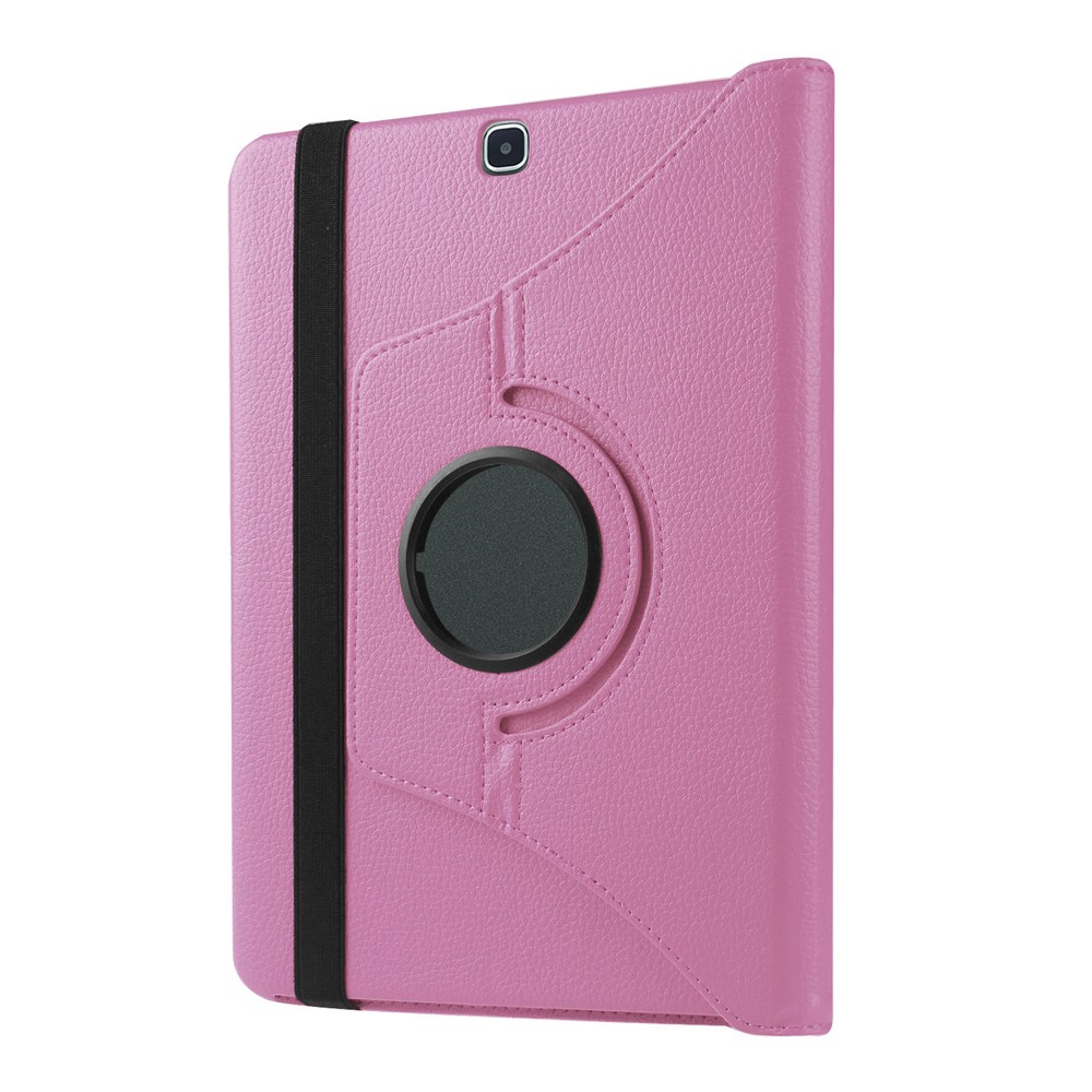 Lychee Grain Leather Rotary Shell for Samsung Galaxy Tab S2 9.7 with Stand - Pink-7