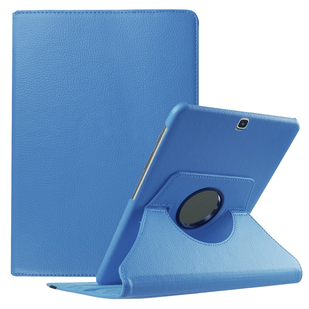 For Samsung Galaxy Tab S2 9.7 Lychee Grain Leather Rotary Stand Shell - Baby Blue-1