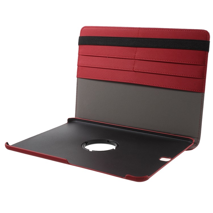 Cloth Grain Leather Rotary Stand Cover for Samsung Galaxy Tab S2 9.7 - Red-11
