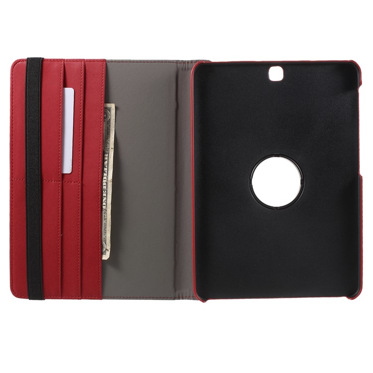 Cloth Grain Leather Rotary Stand Cover for Samsung Galaxy Tab S2 9.7 - Red-7