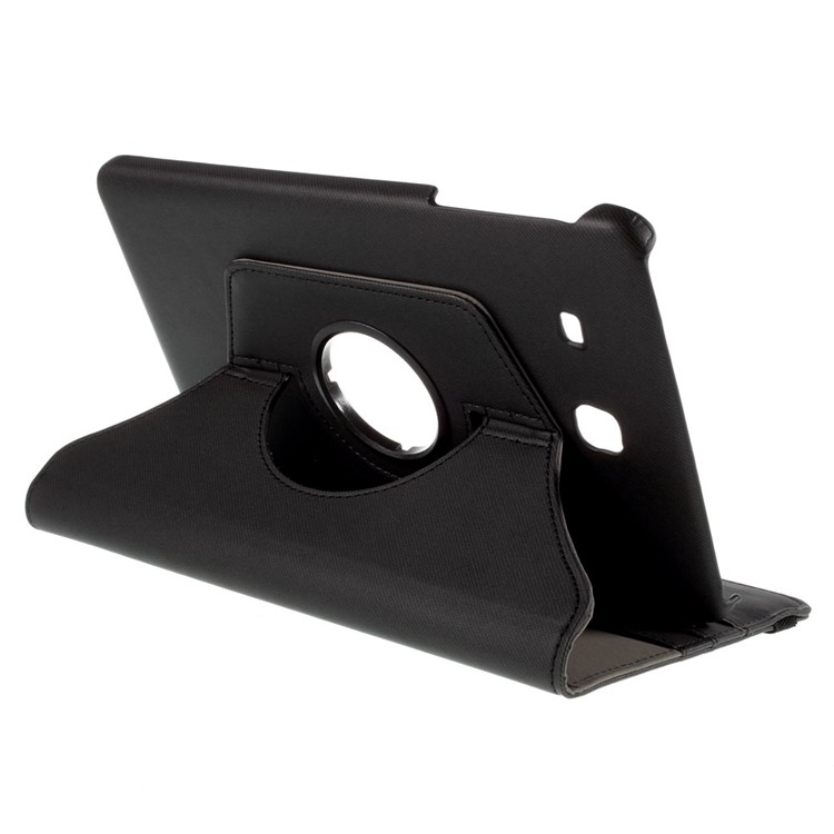 Twill Texture Leather Rotary Stand Cover for Samsung Galaxy Tab E 9.6 T560 - Black-5