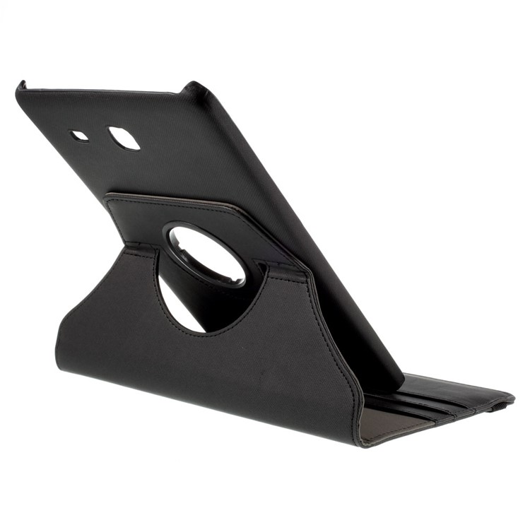 Twill Texture Leather Rotary Stand Cover for Samsung Galaxy Tab E 9.6 T560 - Black-6