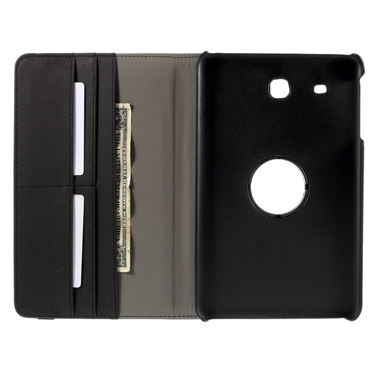 Twill Texture Leather Rotary Stand Cover for Samsung Galaxy Tab E 9.6 T560 - Black-8
