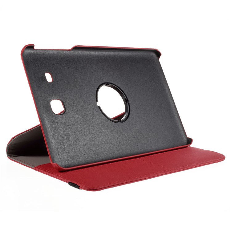 Twill Texture Leather Rotary Stand Cover for Samsung Galaxy Tab E 9.6 T560 - Red-4
