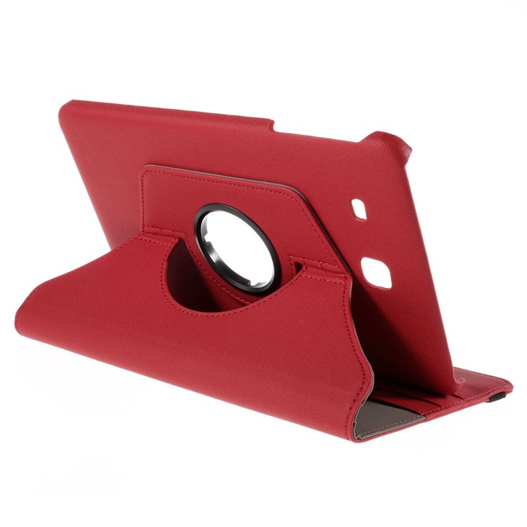 Twill Texture Leather Rotary Stand Cover for Samsung Galaxy Tab E 9.6 T560 - Red-5