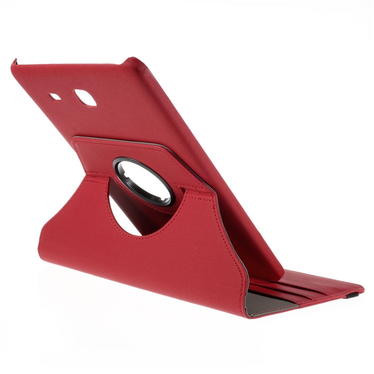 Twill Texture Leather Rotary Stand Cover for Samsung Galaxy Tab E 9.6 T560 - Red-7