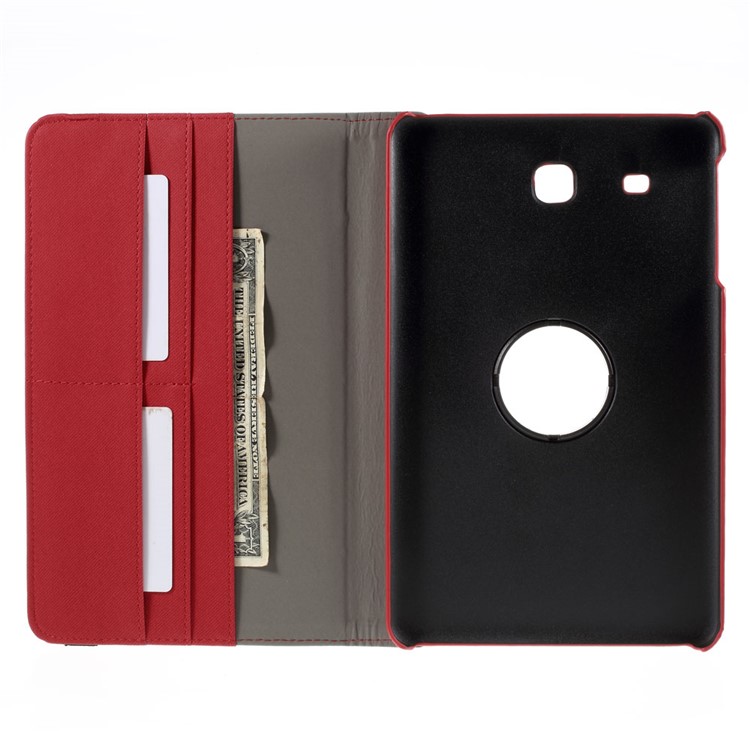 Twill Texture Leather Rotary Stand Cover for Samsung Galaxy Tab E 9.6 T560 - Red-8