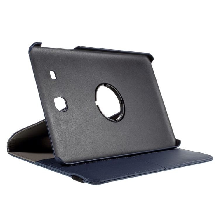 Twill Texture Leather Rotary Stand Shell for Samsung Galaxy Tab E 9.6 T560 with Card Slots - Deep Blue-4