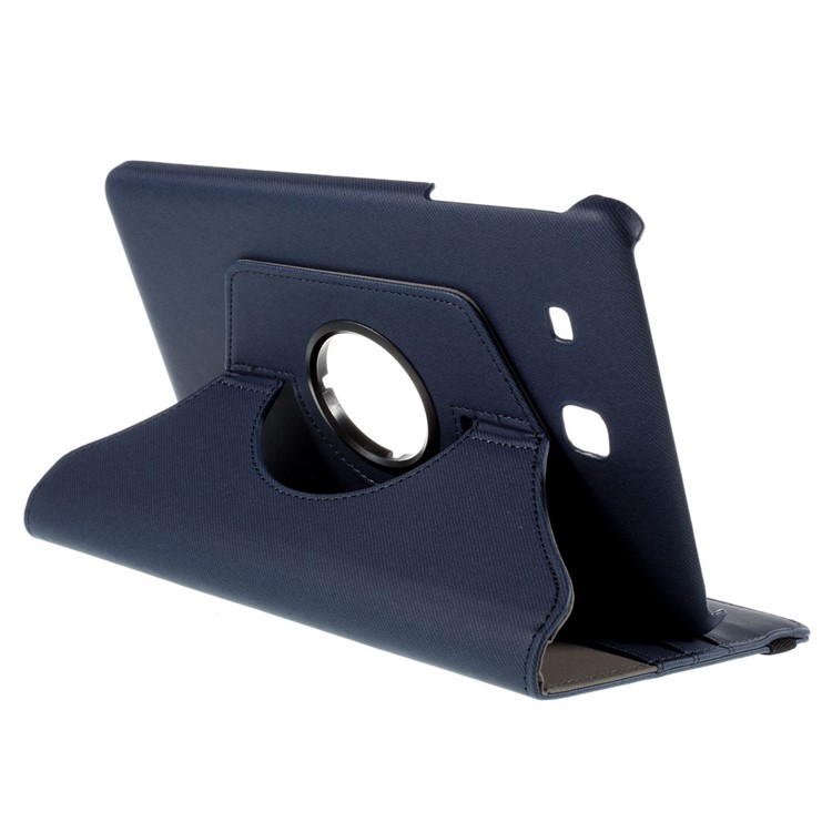 Twill Texture Leather Rotary Stand Shell for Samsung Galaxy Tab E 9.6 T560 with Card Slots - Deep Blue-5