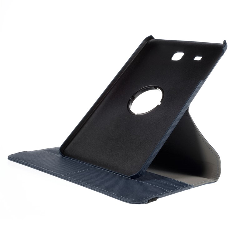 Twill Texture Leather Rotary Stand Shell for Samsung Galaxy Tab E 9.6 T560 with Card Slots - Deep Blue-6