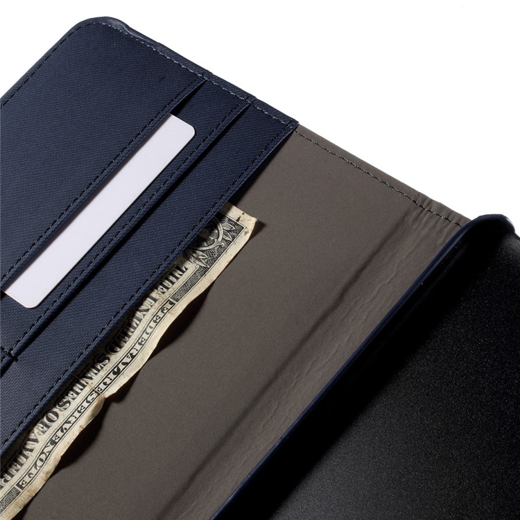 Twill Texture Leather Rotary Stand Shell for Samsung Galaxy Tab E 9.6 T560 with Card Slots - Deep Blue-9