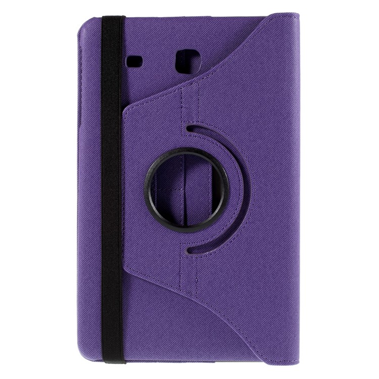 Twill Texture Leather Rotary Stand Shell for Samsung Galaxy Tab E 9.6 T560 with Card Slots - Purple-3