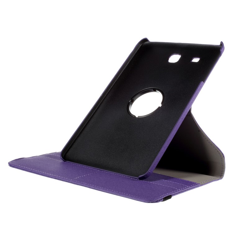 Twill Texture Leather Rotary Stand Shell for Samsung Galaxy Tab E 9.6 T560 with Card Slots - Purple-6