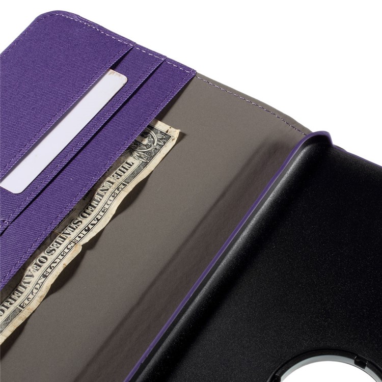 Twill Texture Leather Rotary Stand Shell for Samsung Galaxy Tab E 9.6 T560 with Card Slots - Purple-9