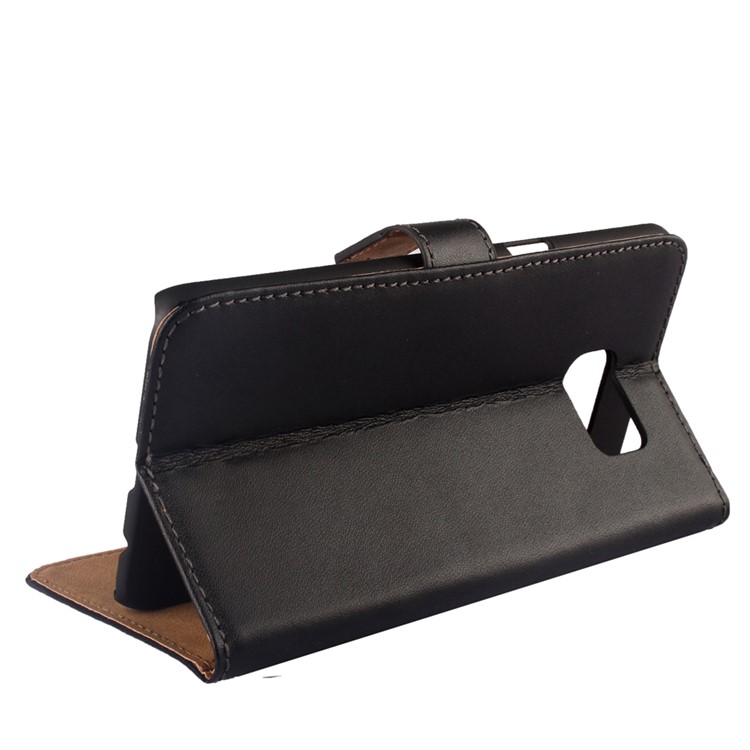 Genuine Split Wallet Leather Stand Case for Samsung Galaxy S6 Edge Plus SM-G928 - Black-3