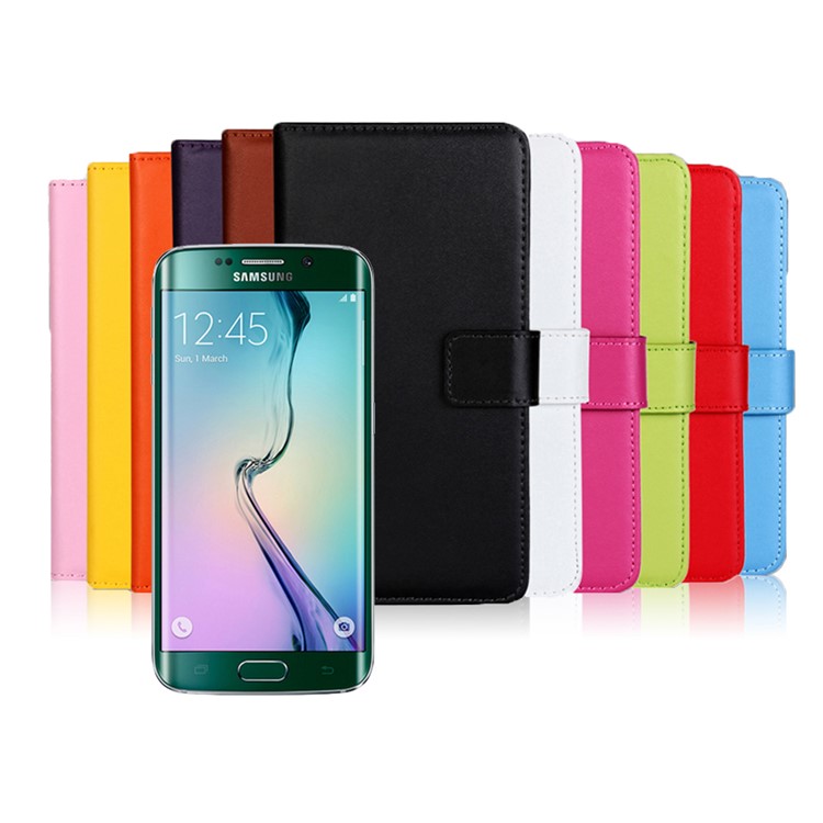 Genuine Split Wallet Leather Stand Case for Samsung Galaxy S6 Edge Plus SM-G928 - Black-7