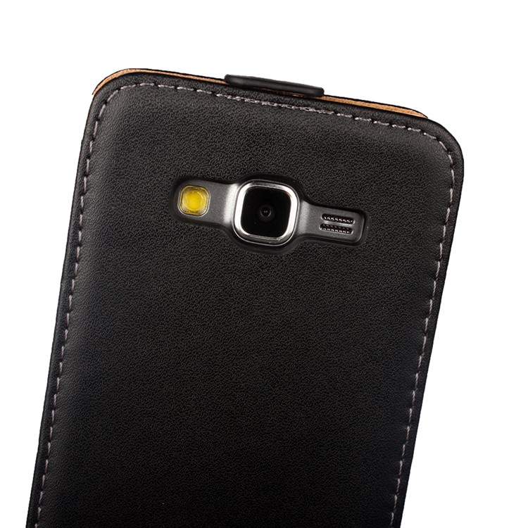 Vertical Genuine Split Leather Flip Case for Samsung Galaxy Grand Prime SM-G530 - Black-3