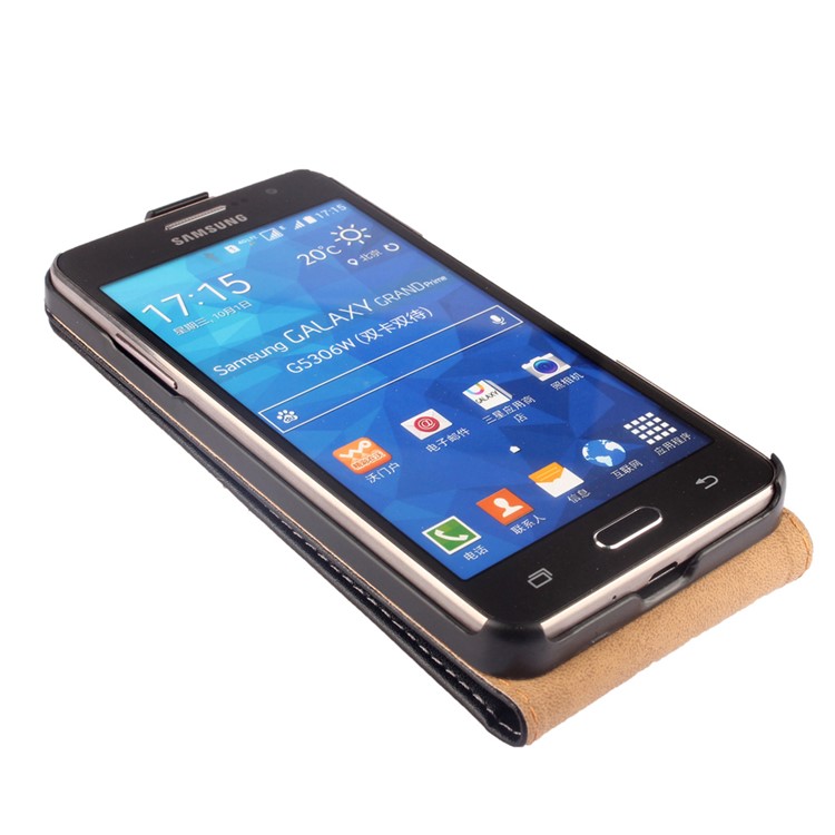 Vertical Genuine Split Leather Flip Case for Samsung Galaxy Grand Prime SM-G530 - Black-5
