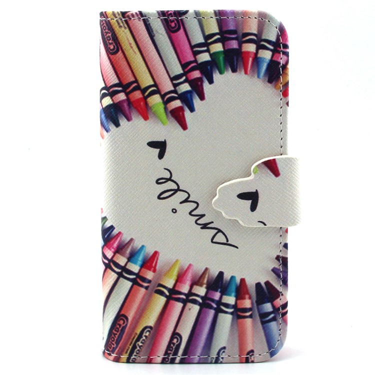 For Samsung Galaxy S4 Mini I9190 Leather Stand Case - Pencil Formed Heart Shape and Smile-1