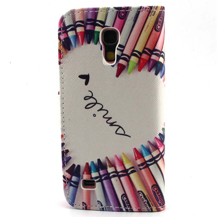 For Samsung Galaxy S4 Mini I9190 Leather Stand Case - Pencil Formed Heart Shape and Smile-2