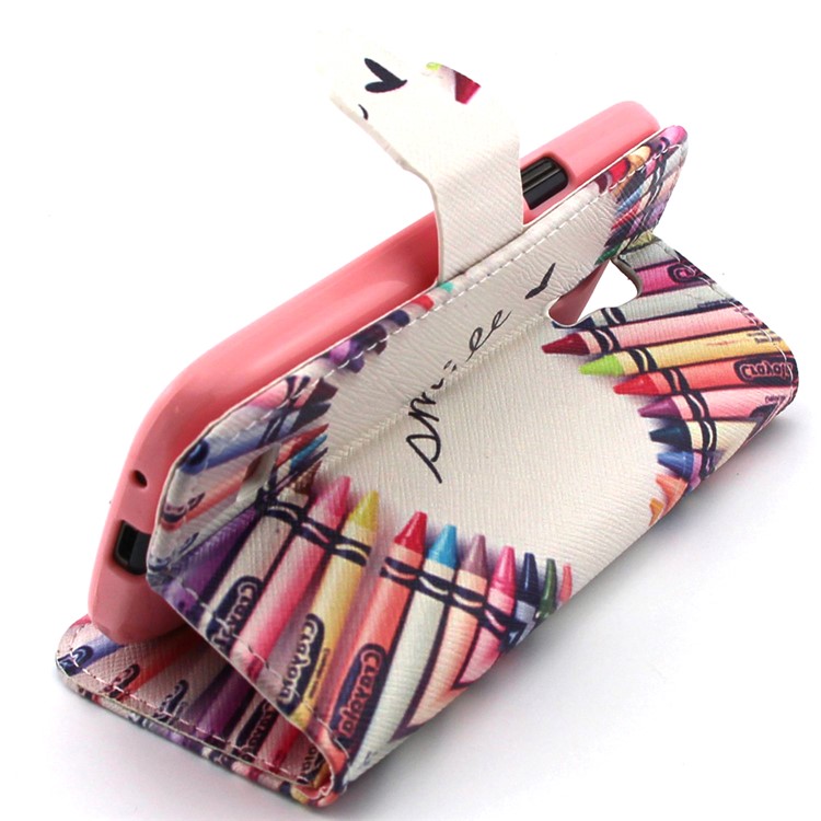 For Samsung Galaxy S4 Mini I9190 Leather Stand Case - Pencil Formed Heart Shape and Smile-3